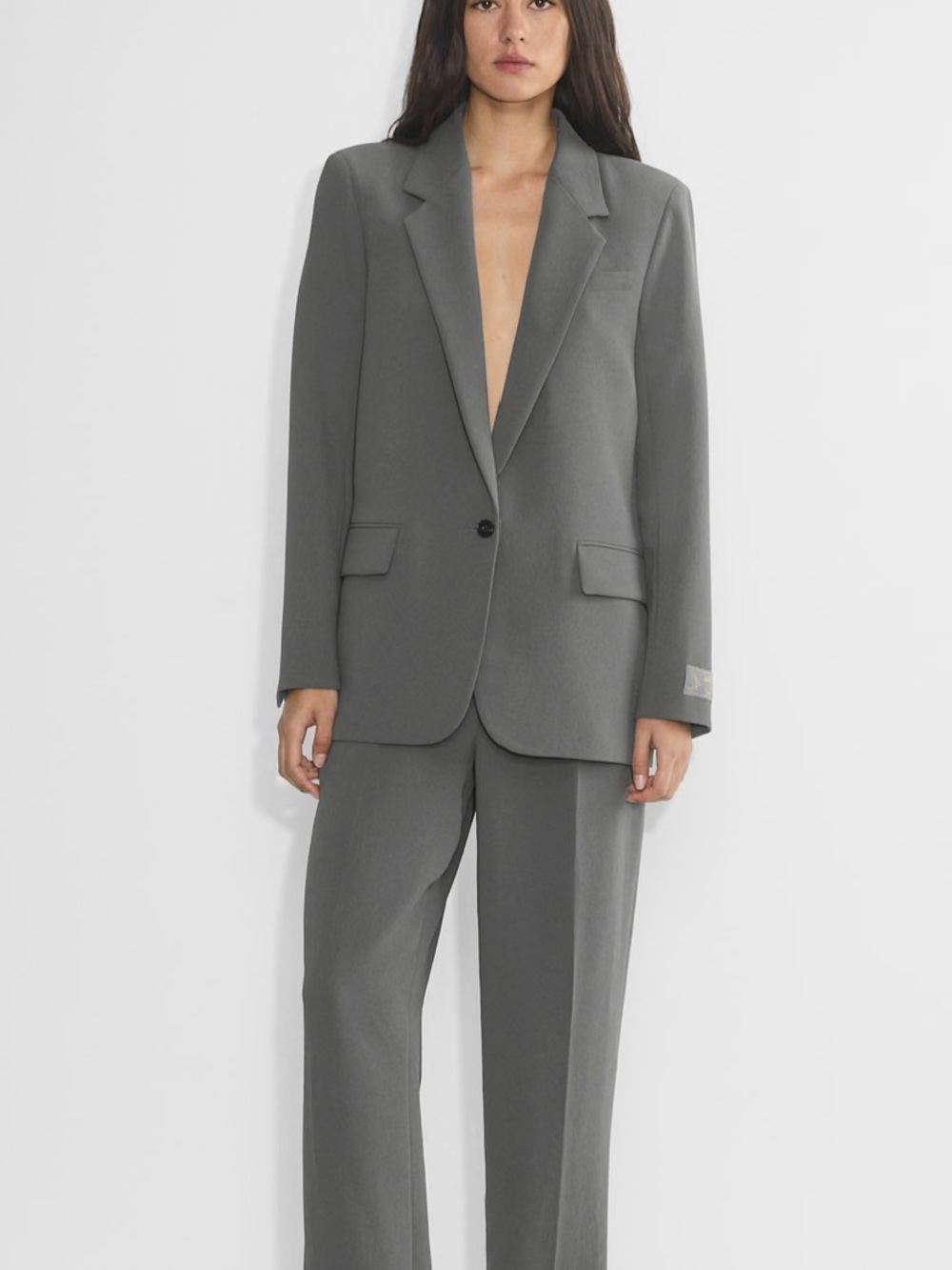 Wilfred Generation Blazer - Crepette™ Grey Oversized Single-Button Jacket Medium